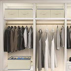 6 Pcs Large Size Wardrobe Clothes Organizers 6 Grids for Pants, Jeans, Sweater, T-shirt, Thin Coat, Dress Stackable Closet Drawer Organizer Storage Bin Container with Sturdy Handles, Beige