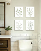 Drsoum Botanical Plant Framed Wall Art Boho Wall Decor for Bathroom Sage Green Eucalyptus Leaf Prints Minimalist Aesthetic Ready to Hang Set of 4, 8x10 in (Framed)