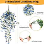 Artificial Hanging Flowers for Outdoors, 8 Pcs Fake Plant for Spring Summer Decoration, UV Resistant Realistic Silk Faux Flowers Outside Indoor Planter Porch Patio Balcony Yard Decor