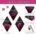 3 Pcs Pink Wall Decor Pink Rose Bathroom Decor Farmhouse Bedroom decor Inspirational Wood Office Wall Art with Accept Let Go Have Faith Sign for Girl Women Living Room Bedroom(12x7 Inch)