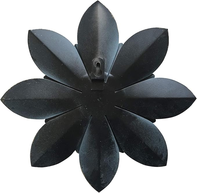 Light Sky Blue Metal Flower Wall Art Decor, 9.5“ Rustic Modern Floral Sculpture, Distressed Hanging Home Decoration Accent Artworks for Indoor Bedroom Living Room Office Outdoor Garden Patio
