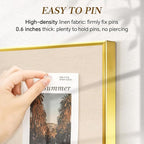 Linen Bulletin Board 24" x 18", Fabric Pin Board with Gold Aluminum Frame, Decorative Vision Board for Home Office, Bedroom & Dorm Wall Decor, Includes 10 Push Pins, Beige