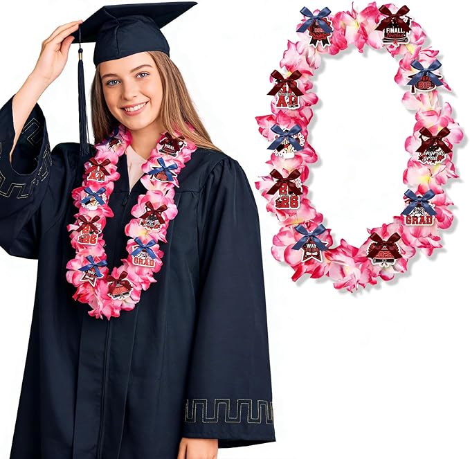 Leis for Graduation 2026, Artificial Flower Wreath with Cards Graduation Lays Gifts, Congrats Grad for High School