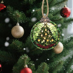 DASTOLL Stained Glass Christmas Decorations, Golden Bell Red Berries Suncatcher for Window Christmas Tree Hanging Ornaments Green Sun Catcher Xmas Decor Gifts for Women Men Mom Nana Friend