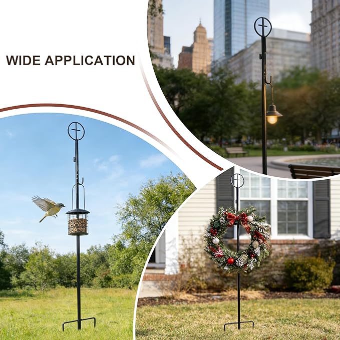 succulentlovers 2PCS Cemetery Wreath Stands, 38" Christmas Metal Wreath Holder Stand with Cross 3 Pronged Decor, Gravestone Wreath Hanger Headstone Flower Holder for Xmas Memorial Day Graveside Decor