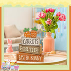 Lineshading 4 Pcs Easter Decor Wooden Carrot Decoration Easter Tiered Tray Decor Rustic Wooden Carrot Block Sign Carrots Table Centerpiece Farmhouse for Party Home Kitchen