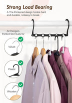 HOUSE DAY Closet Organizers and Storage 6 Pack, College Dorm Room Essentials, Multifunctional Organizer Magic Space Saving Hangers with 5 Holes, Storage Organization for Wardrobe Closet - Black