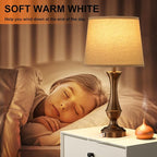 Seealle Touch Lamps for Nightstand, 3 Way Dimmable Table Lamp with USB C+A | bedside brown metal base for bedroom living room touch control LED bulb reading corded
