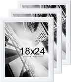 KTKDE Studio Gallery 18x24 Frame Set of 3, White Wooden frames Display Poster, Posters & Art Prints for Artwork Wall Vertical or Horizontal Display best gift