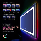 LOAAO 55X30 Inch RGB LED Bathroom Mirror with Lights, Anti-Fog, Dimmable Lighted Bathroom Vanity Mirror, Colorful Multiple Light Modes, RGB Backlit + Front Light, Memory Function
