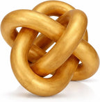 Yalikop 3 Link Wood Knot Decor Rustic Home Décor Accents Hand Carved Coffee Table Decoration, Boho Chain Link Decoration, Modern Shelf, Rustic Objects for Home Living Room Bedroom(Gold)