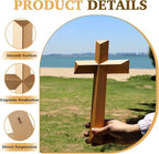 Yookin 13inches Wood Wall Cross Wooden Wall Decor Hanging Cross Decorations for Church Home Office Christian Baptism Religious Gift(Beech Wood)
