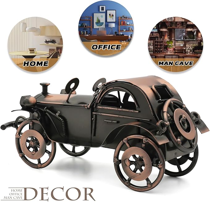 Metal Antique Car Decor, Classic Collectible Cars for Adults - Handmade Vintage Car Model for Man Cave, Garage, Home & Office - Car Lover Gifts
