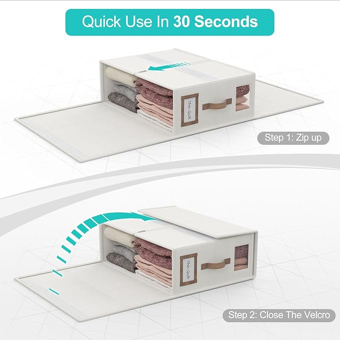 8 Pack Foldable Bed Sheets Set Organizers and Storage(Cal King Size),Linen Fabric Closet Organizers with Window,Folding Bedding Storage Box for Bedsheets and Pillow Cube Organizer-White