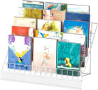 6-Tier 30" Wide Metal Magazine Holders,Wire Countertop Rack with Sign Channel,Retail Book Brochure Magazine Display Stand Literature Greeting CD Card Rack for Book Signing,Vendor Booth (White)