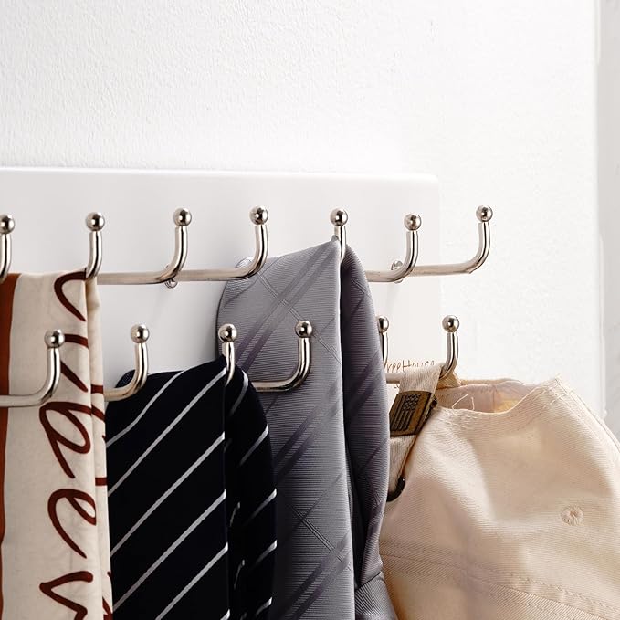 Treehouse Belt Organizer Rack, Holds Over 28 Large Belts, Sturdy Metal & Solid Wood Storage Holder for Closet, Versatile, Wall Mounted Belt & Tie Display Hanger for Bedroom - (White)16''L x4.25''H