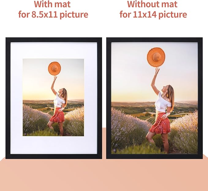 Lyeasw 8.5x11 Picture Frame Black 15 Pack, Display 8.5x11 Certificate with Mat or 11x14 Picture without Mat, Multi Award Diploma Document Frame for Wall or Tabletop