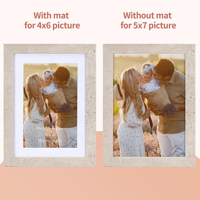 Lyeasw 5x7 Picture Frame 15 Pack, Display Pictures 4x6 with Mat or 5x7 without Mat, Beige Bulk Photo Frames for Wall or Tabletop