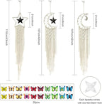 Macrame Moon Star Dream Catcher Decor for Girl, Boho Crescent Dreamcatcher Bohemian Wall Hanging Dream Catcher with Star Pendant for Home Bedroom Craft Decoration(3pcs)