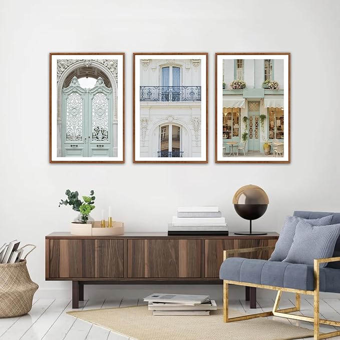 KAlRNE Vintage Italian Large Wall Art,Set of 3(24’’X36’’),Modern Paris Cityscape Wall Decor,European Street Picture, Europe Framed Canvas Prints For Living Room Bedroom Office Decor