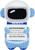 3.5 inch Positive Astronaut Handmade Knitted Wool Doll with Positive Card Inspiring Gifts for Cheer Up Emotional Support Encouragement Friends
