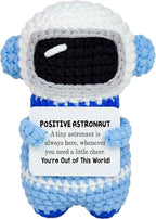 3.5 inch Positive Astronaut Handmade Knitted Wool Doll with Positive Card Inspiring Gifts for Cheer Up Emotional Support Encouragement Friends