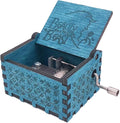 Youtang Beauty and The Beast Music Box Hand Crank Musical Box Carved Wooden,Play Beauty and The Beast Theme,Blue