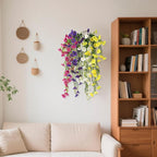 Homsunny Artificial Fake Hanging Flowers Plants Baskets for Outdoor Spring Decoration, Faux Morning Glory Silk Flower for Outside Realise UV Resistant Patio Yard Balcony Porch Home Decor (Mixed 2)