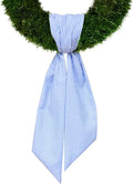 Baby Shower Wreath Sash for Front Door, Blue Seersucker Sash Holiday Stripes Wreath Accessories for Home Wedding Birthday Decorations