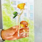 YWHL 50th Wedding Anniversary Rose Gifts for Parents Grandparents, 50 Years Happy for Couples, Crystal Rose Figurine with Amber Diamond, Romantic Valentines Day Present for Wife