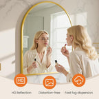 Sweetcrispy 31"x32" Arched Gold Bathroom Mirrors for Wall, Bathroom Mirrors for Over Sink, Metal Framed with HD Shatter-Proof Glass for Entryway, Living Room, Bedroom