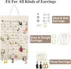 Hanging Earrings Organizer, Earring Holder & 20 Hooks, Holds Up To 300 Pairs, Compact Design, Soft Material, Earring Hanger Earring Display Hanging Organizer for Women Girls -1 Pack