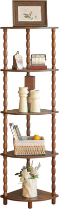 MaxSmeo Corner Shelf, 5-Tier Corner Bookshelf for Small Spaces, Stylish Corner Storage Display Shelves for Bedroom, Bathroom, Kitchen, Living Room (Rustic Brown)