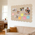 Foldable Decorative Scalloped Felt Bulletin Board 24 * 16 Inches for Wall, Alternative Photo Board Self-Adhesive Vision Board Decorative Pin Board, Dark Camel