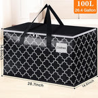 HomeHacks Heavy Duty Moving Bags with Tag Pockets, Collapsible Storage Totes for Moving, Camping & Travel -Foldable Packing Boxes, Zipper Handles, Black（6 Packs, 100L）