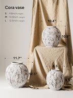 Large White Ceramic Vase - 9.8 Inch Rustic Farmhouse Vase for Home Decor, Minimalist Tall Vases for Living Room, Table, Bathroom, Holiday & Weddings (Sandstone Grey)