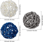 Yaomiao 15 Pieces Vase Filler Rattan Balls Decorative for Craft, Party, Wedding Table Decoration, Aromatherapy Accessories, 1.8 Inch(Blue Gray White)