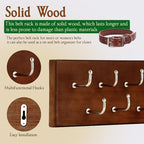 Treehouse Belt Organizer Rack, Holds Over 28 Large Belts, Sturdy Metal & Sturdy Wood Storage Holder for Closet, Versatile, Wall Mounted Belt & Tie Display Hanger for Bedroom - (Walnut) 4.25''Hx16''L