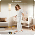 Dimmable Floor Lamp for Living Room with Remote and Foot Switch, Standing Tall Lamp, Bulb Included, 3000K-6500K, Beige and Gold, FCC Listed DE06LD05W1