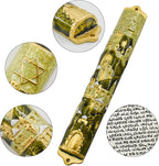 Mezuzah with Scroll for Door, Enamel&Zinc Alloy Blessing Mezuzah Case for Door, Colored Painted Mezuzha Scroll Kosher for Jewish Gifts/Jewish Decor, Christmas (Gold, 5.78 * 0.86 in)