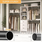 Closet Rods for Hanging Clothes, 1.3 Inch Diameter Heavy Duty Closet Rod 17-64 Inch Adjustable, Metal Closet Poles for Hanging Clothes, Matte Black Bar for Closet, Wardrobes, Bathroom, Windows