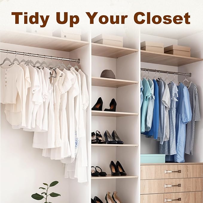 HOUSE DAY Heavy Duty Plastic Hangers 100 Pack, Clothes Hangers with Non-Slip Rubber Pads - 0.2 Inch Thin Space Saving Coat Hanger for Closet Organizer, 360° Swivel Hook for Shirts, Pants, Suit (Grey)