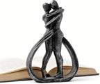 Modern Abstract Couple Statue, Kissing Lovers Sculpture Figurine for Home Decor Living Room Bedroom Bookshelf Office, Gift for Wedding Anniversaries, Love Decor Ornament for Valentines - Style C