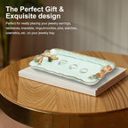 Vintage Decorative Tray Jewelry Tray Towel Tray Storage Tray Rings Necklace Bracelets Earrings Trays Cosmetics Jewelry Organizer Retro Design Bow Decor Resin Plate Coquette Room Decor (Green)