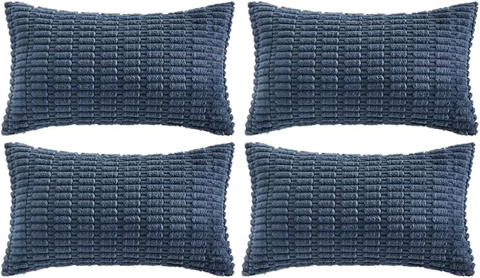 Fancy Homi 4 Packs Decorative Throw Pillow Covers for Living Room Couch Bed, Modern Farmhouse Boho Home Décor Accent Cushion Case, 24" x 14", Dusty Blue