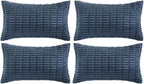 Fancy Homi 4 Packs Decorative Throw Pillow Covers for Living Room Couch Bed, Modern Farmhouse Boho Home Décor Accent Cushion Case, 24" x 14", Dusty Blue
