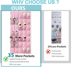 homyfort 35 Pockets Over the Door Shoe Organizer, Hanging Door Shoe Rack for Closet, Large Shoe Storage Holder Zapateras Organizer for Shoes (Pink)