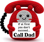 Belatelove Funny Fathers Day Dad Gifts from Daughter Son, Handmade Crochet Telephone Doll, Humorous “Call Dad” Birthday Gift for Father, Unique Dads Appreciation Gift for Father Papa Stepdad
