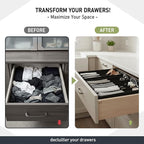 Drawer Organizer Clothes -3 Pcs T shirt organizer Multipurpose Dresser Drawer Organizer for Adults & Kids, Closet Foldable 12 Cells per Organizer - Closet Organizers & Storage, Shirt Folder - Black