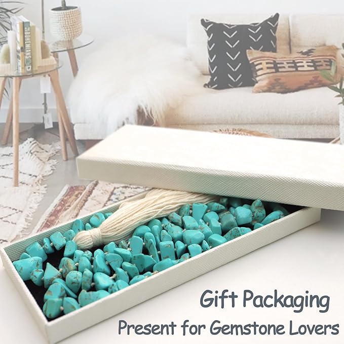 Natural Gemstone Bead Garland with Tassel,31inch Farmhouse Rustic Country Table Decor Prayer Healing Beads Boho Wall Shelf Hanging Decoration (Turquoise)